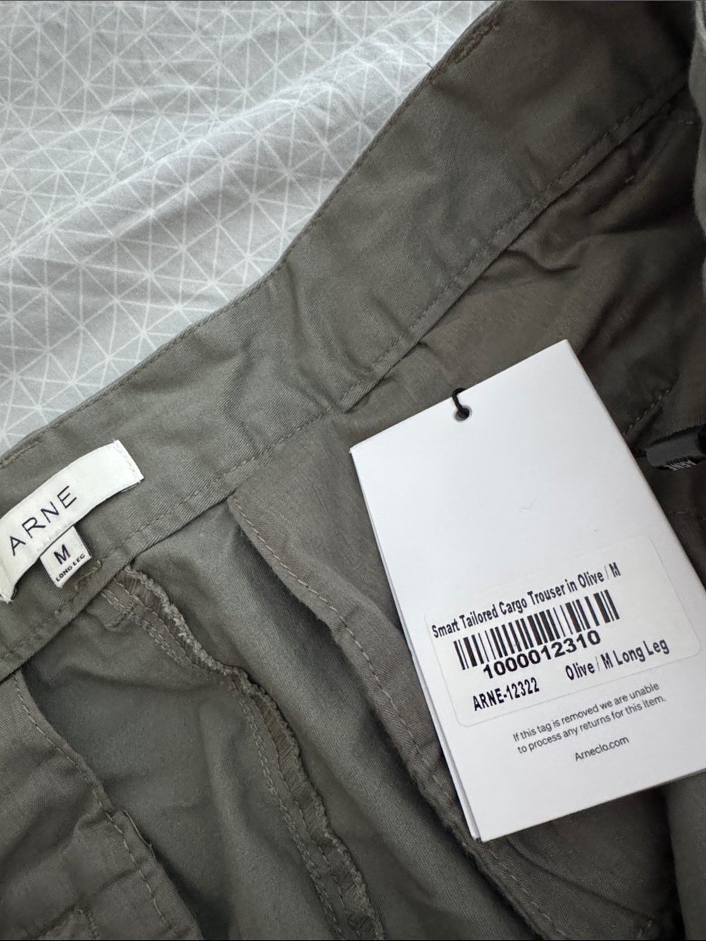 ARNE Olive Smart Tailored Cargo Trousers - M